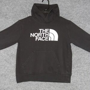 The North Face Hoodie Youth M Black Logo Pullover Fleece Warm Casual Activewear